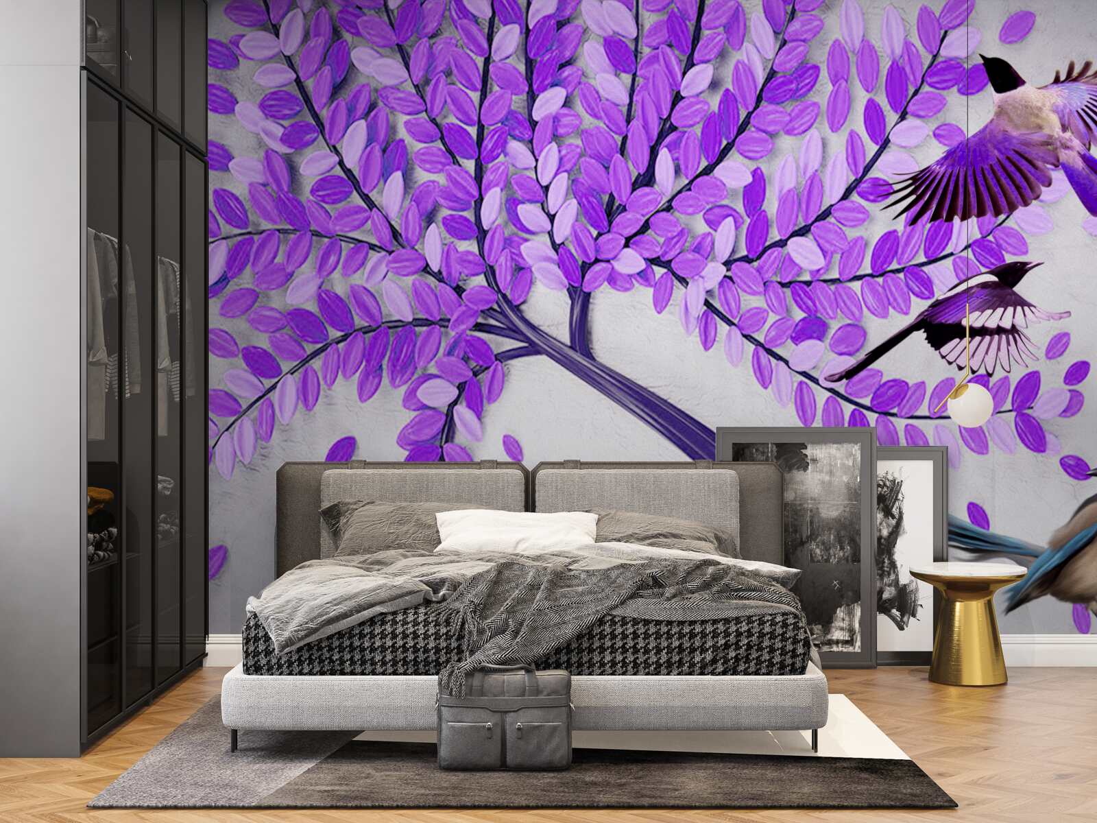 Fotobehang Levende seringbloemen en winterveren