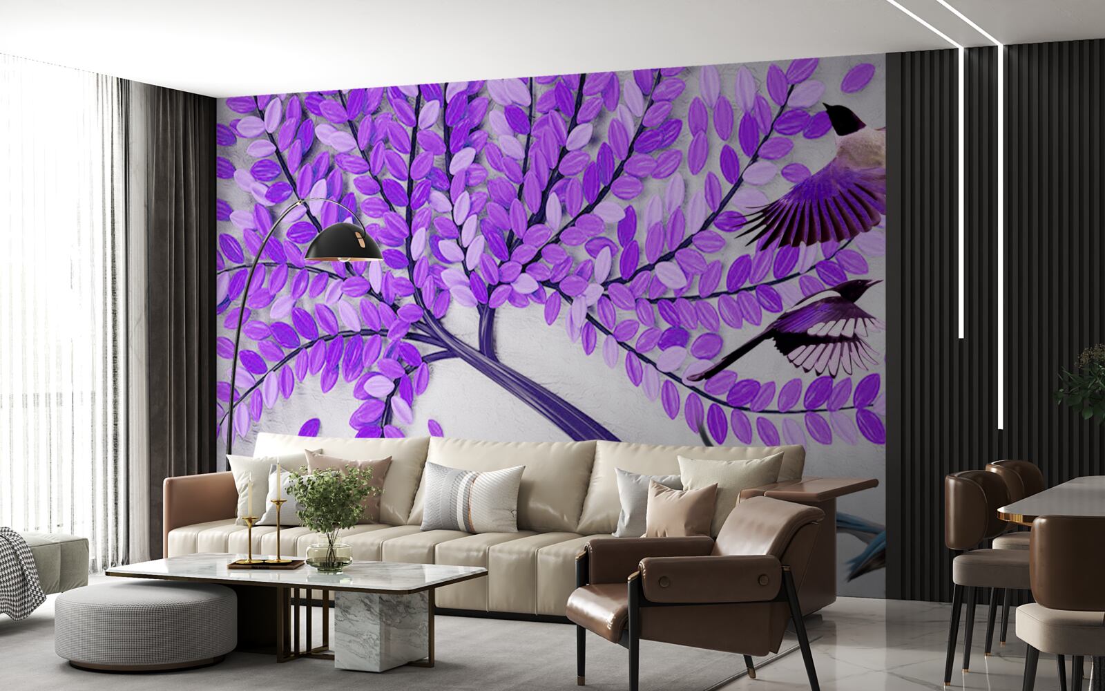 Fotobehang Levende seringbloemen en winterveren