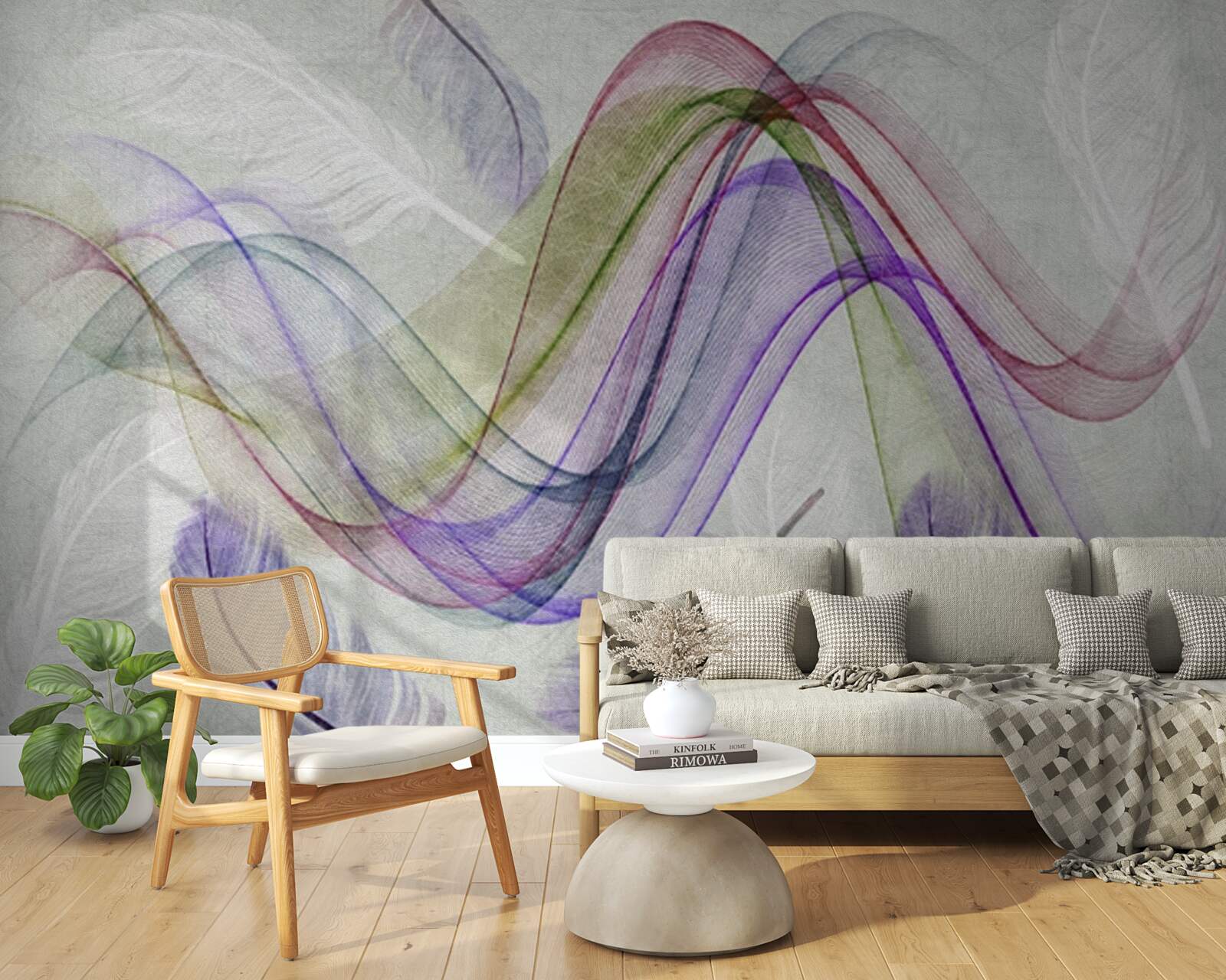 Fotobehang abstracte gekleurde lijnen