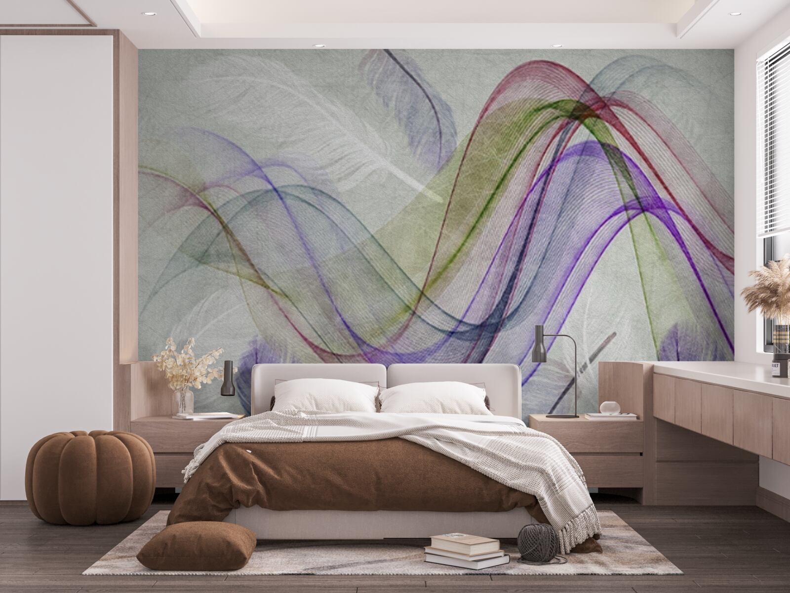 Fotobehang abstracte gekleurde lijnen