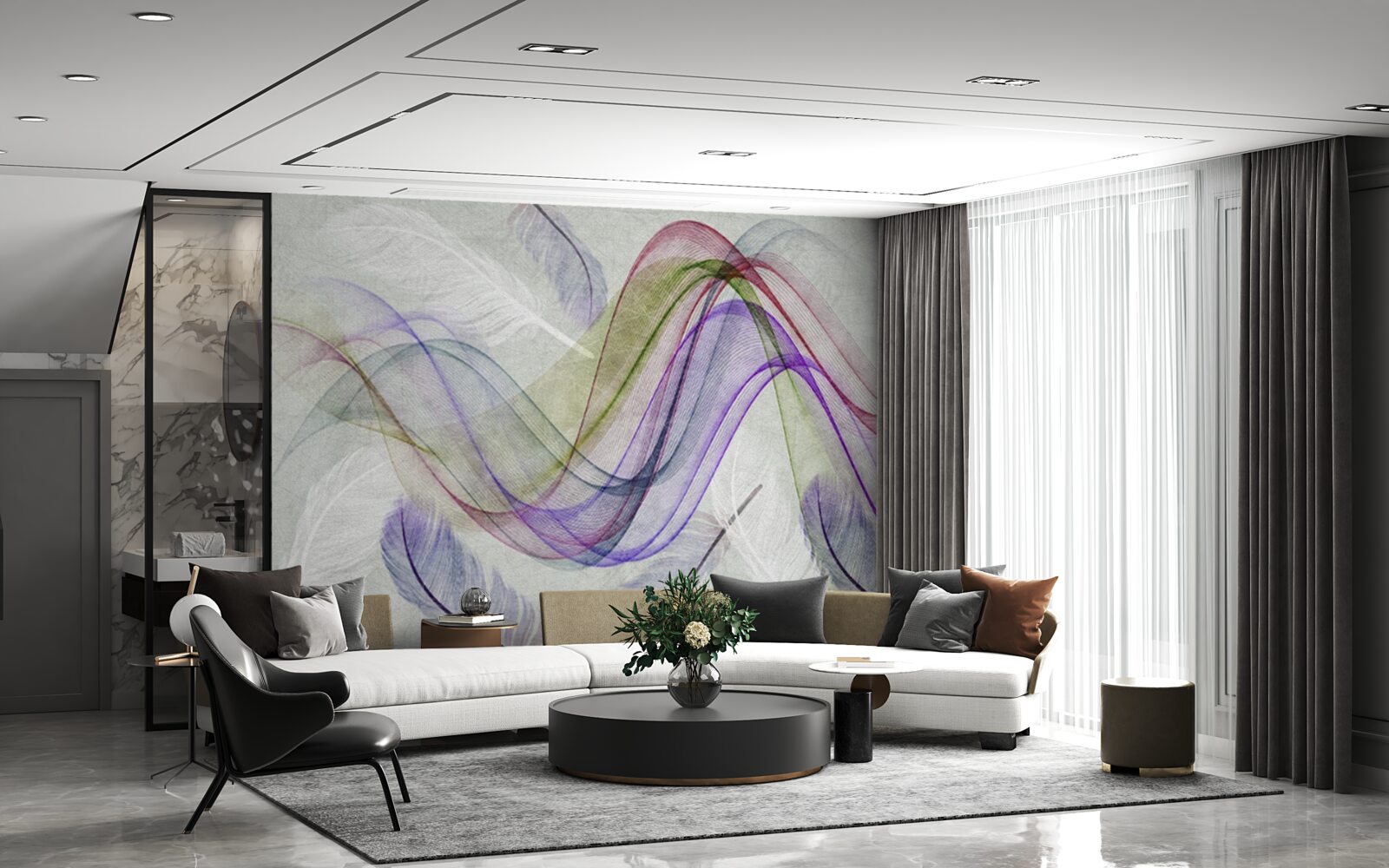 Fotobehang abstracte gekleurde lijnen