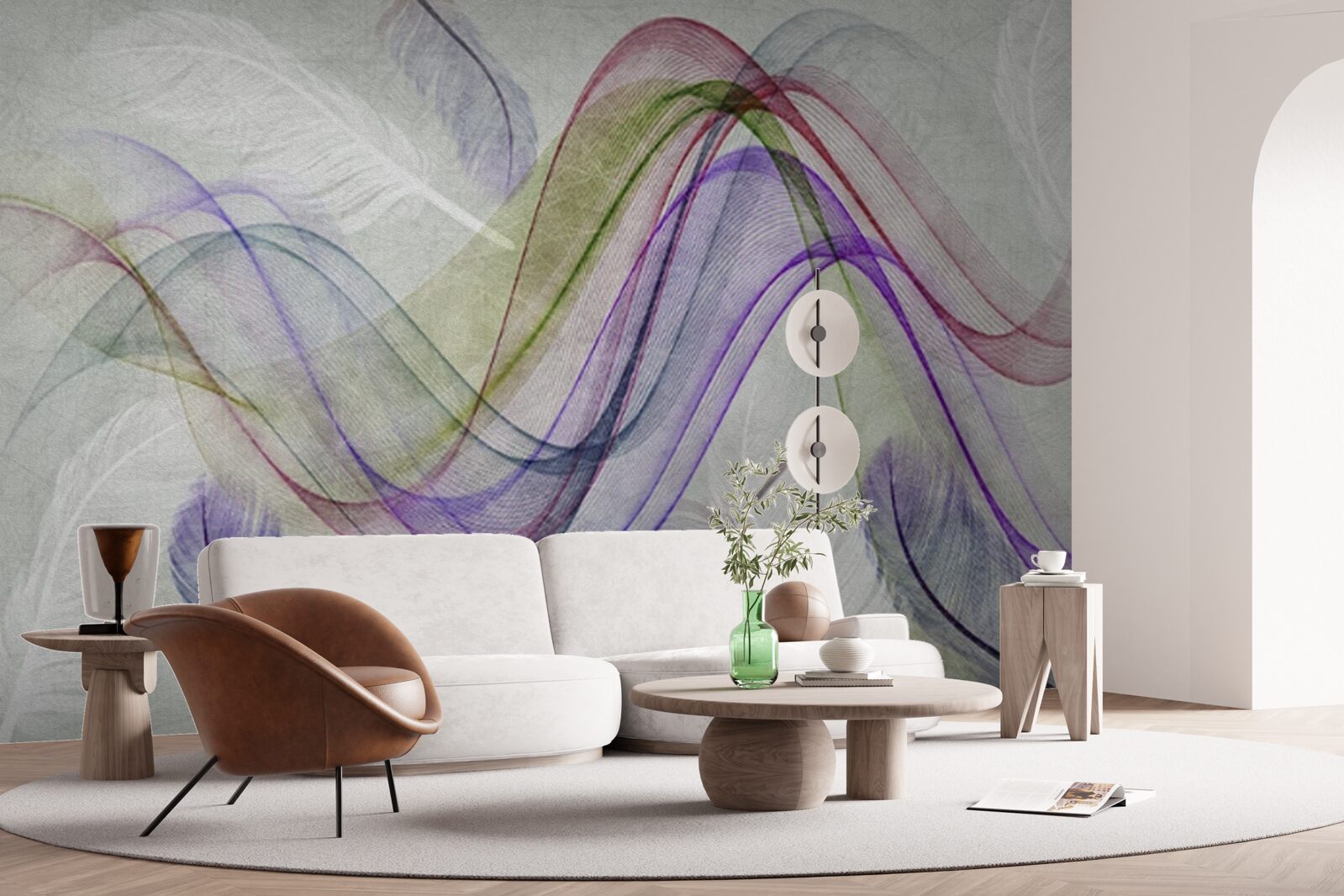 Fotobehang abstracte gekleurde lijnen