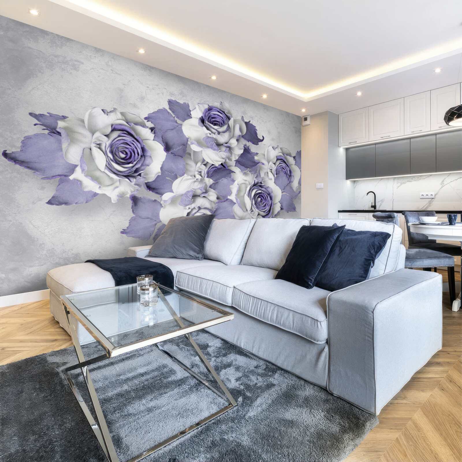 Fotobehang Prachtig boeket rozen in een delicate lila tint