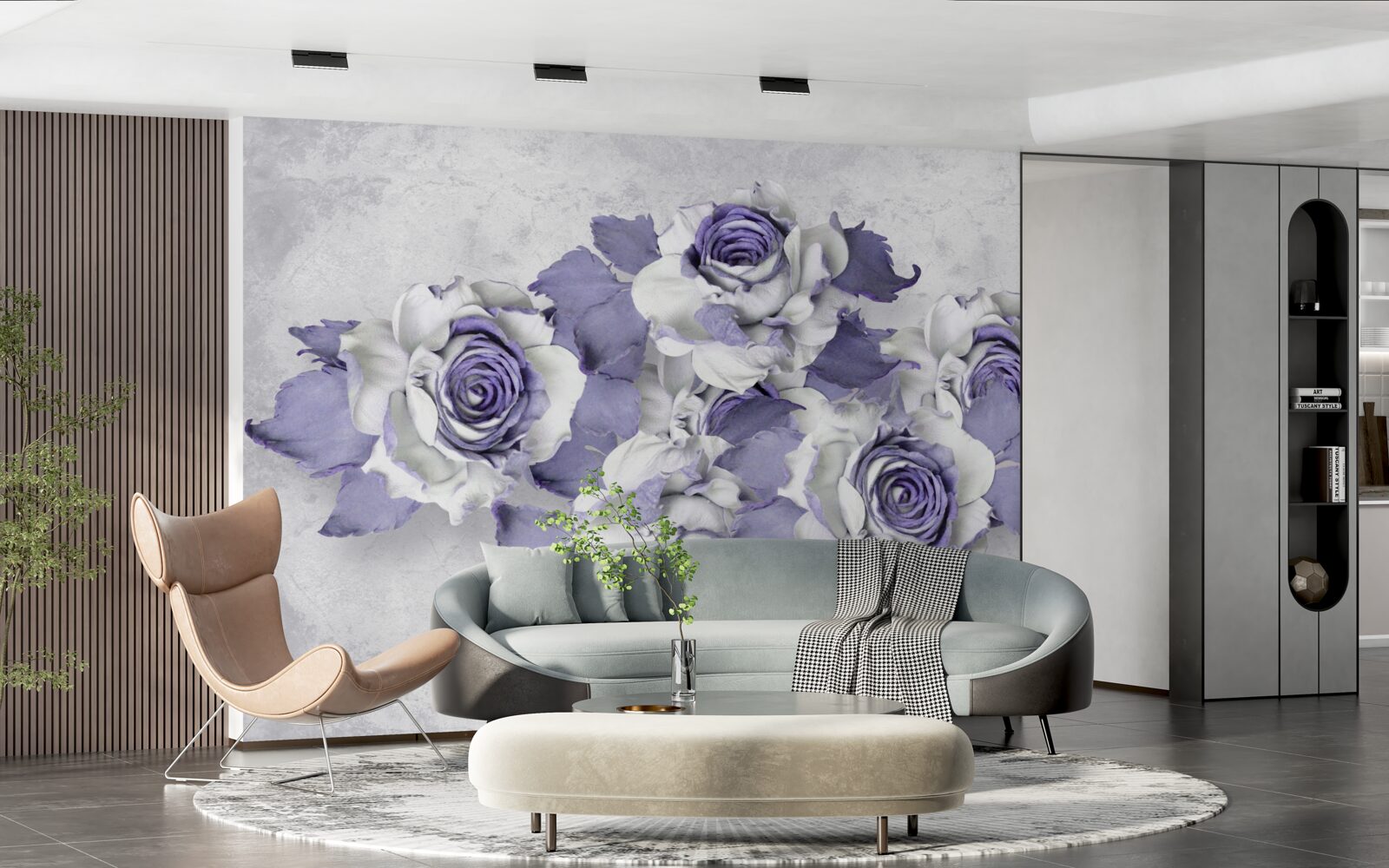 Fotobehang Prachtig boeket rozen in een delicate lila tint