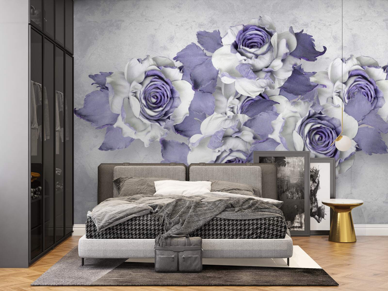 Fotobehang Prachtig boeket rozen in een delicate lila tint