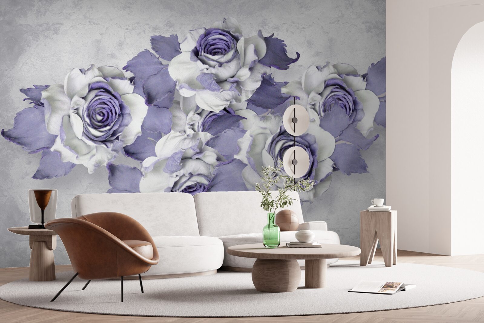 Fotobehang Prachtig boeket rozen in een delicate lila tint