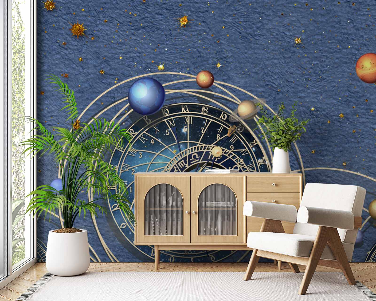 Fotobehang het concept van planetaire beweging binnen het sterrenstelsel