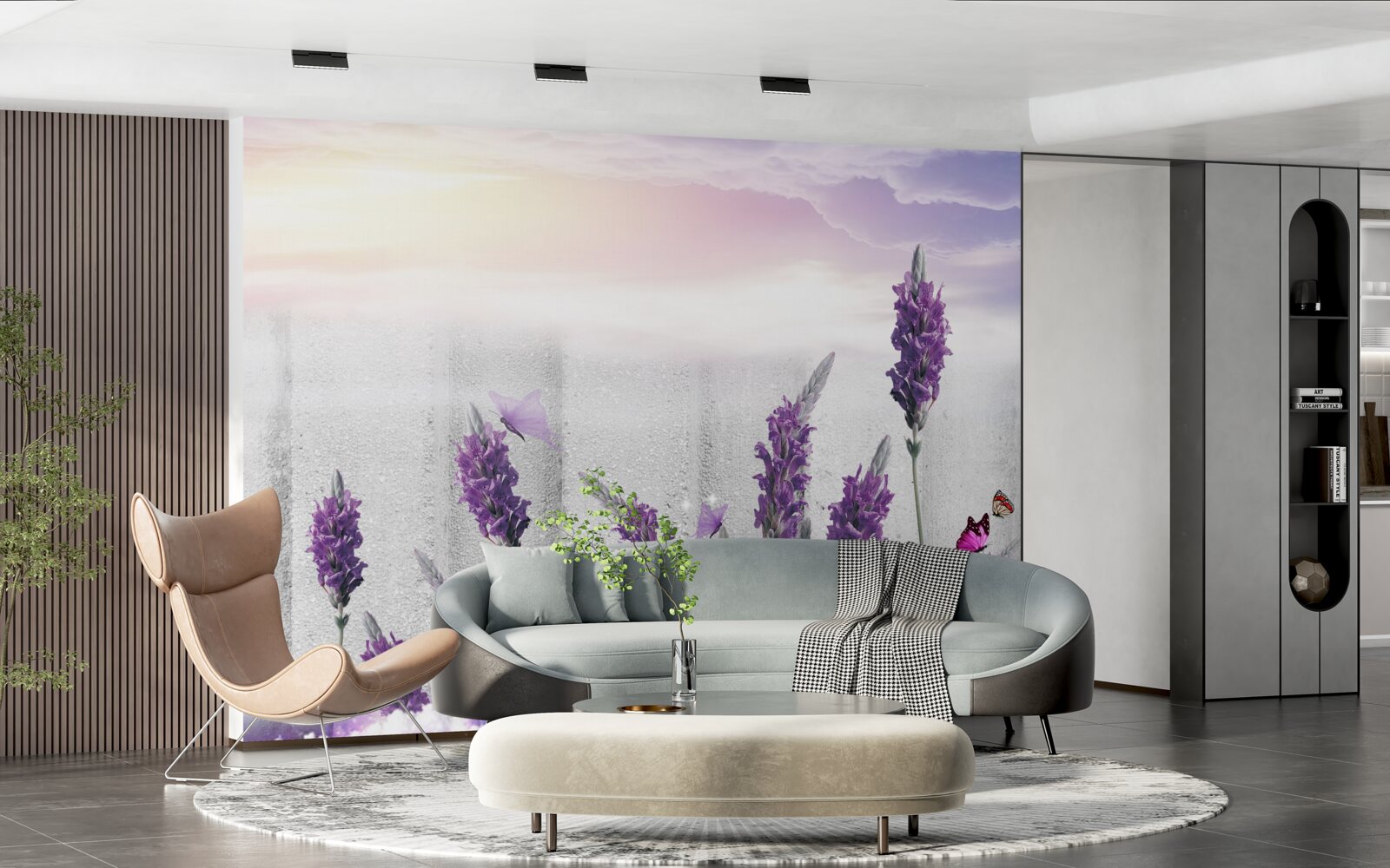 Fotobehang hemelse achtergrond met abstracte lavendeltinten