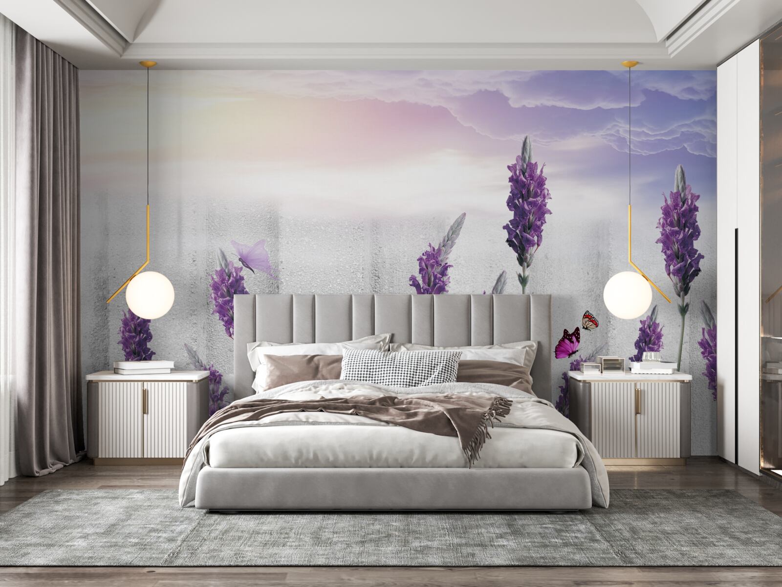 Fotobehang hemelse achtergrond met abstracte lavendeltinten