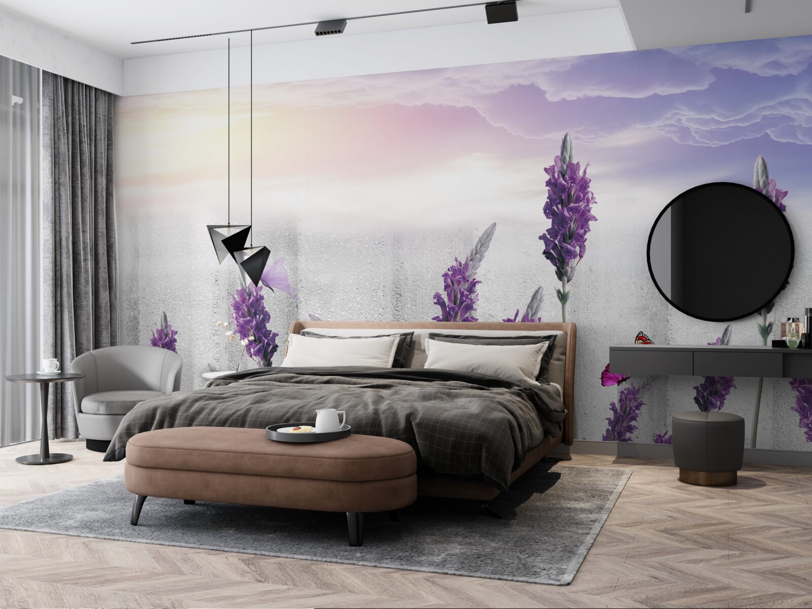 Fotobehang hemelse achtergrond met abstracte lavendeltinten