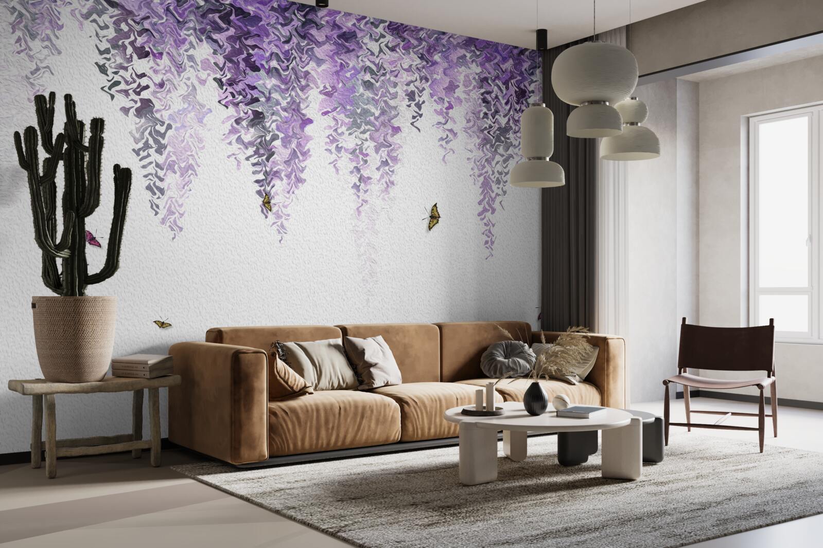 Fotobehang reflectie van seringbloesems in water