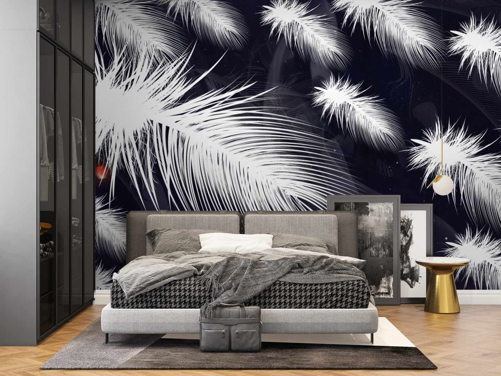 Fotobehang de veren zijn wit, zacht en pluizig