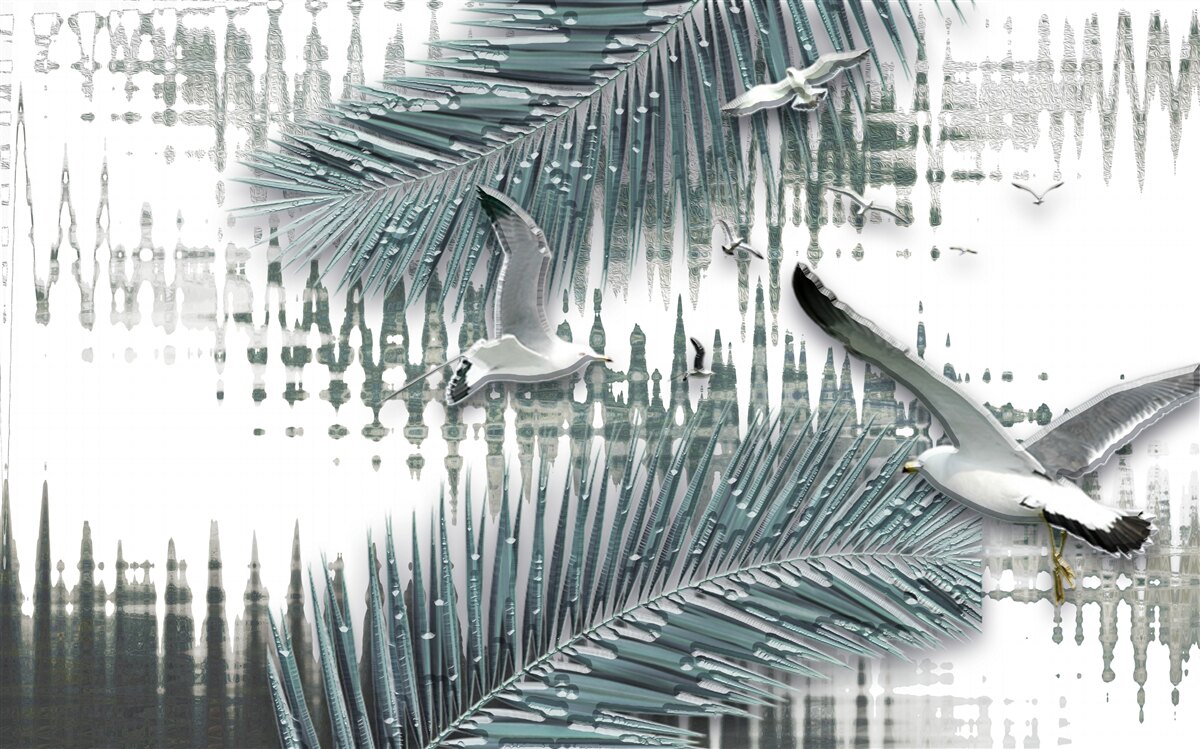 Fotobehang meeuwen en veren