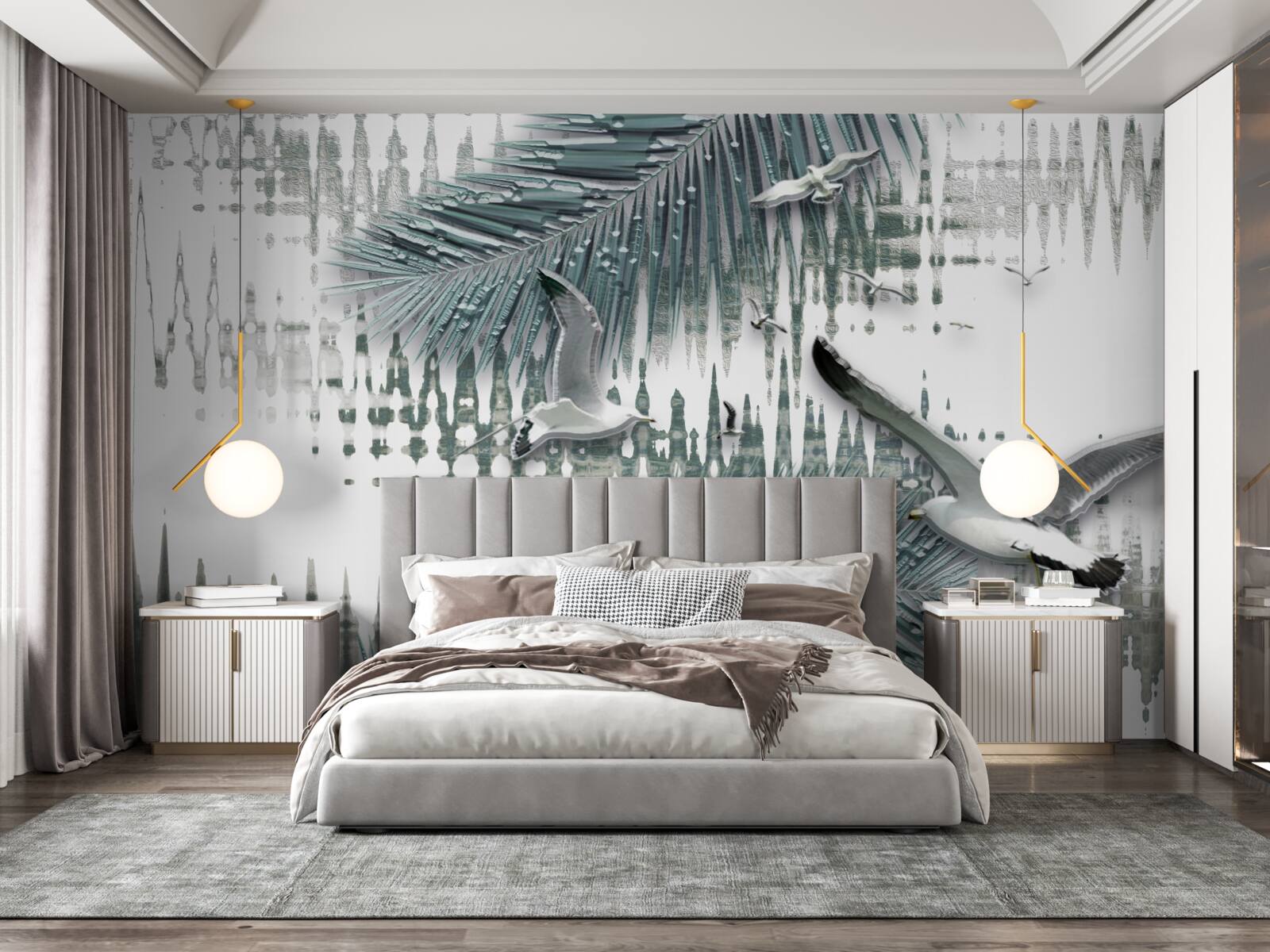 Fotobehang meeuwen en veren