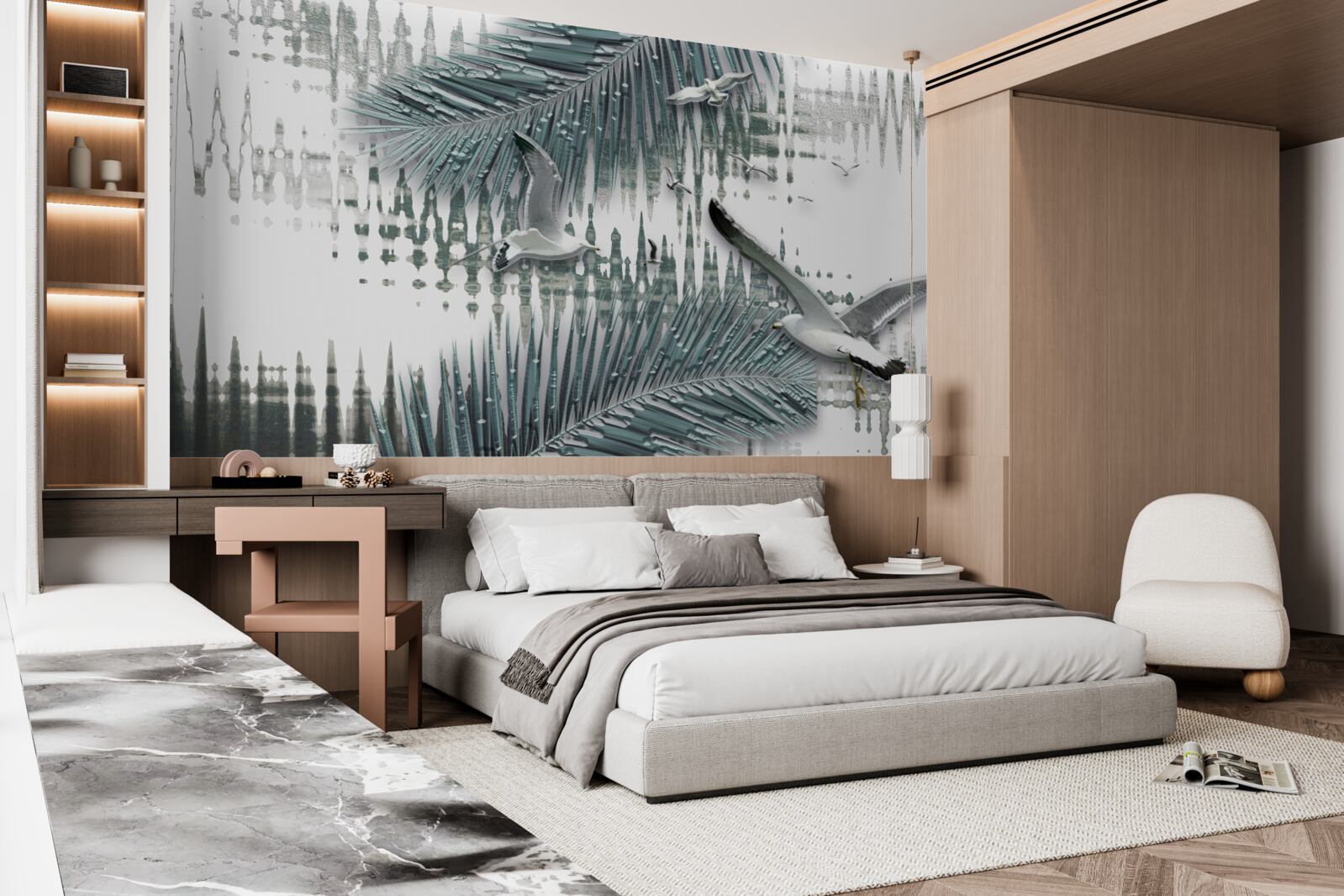 Fotobehang meeuwen en veren