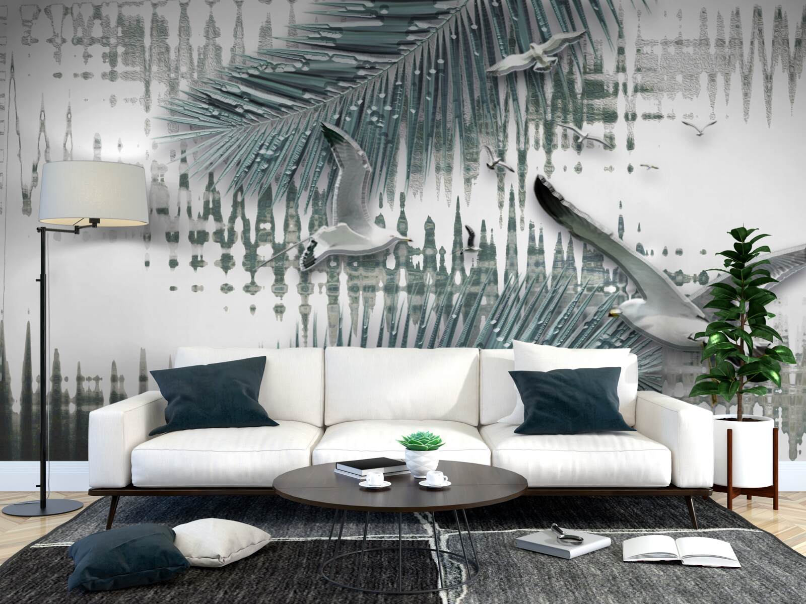 Fotobehang meeuwen en veren