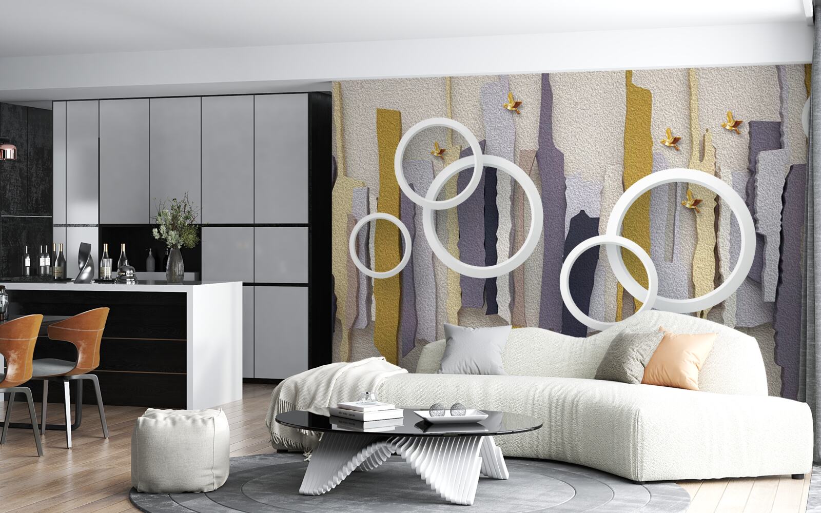 Fotobehang abstracte achtergrond met witte cirkels