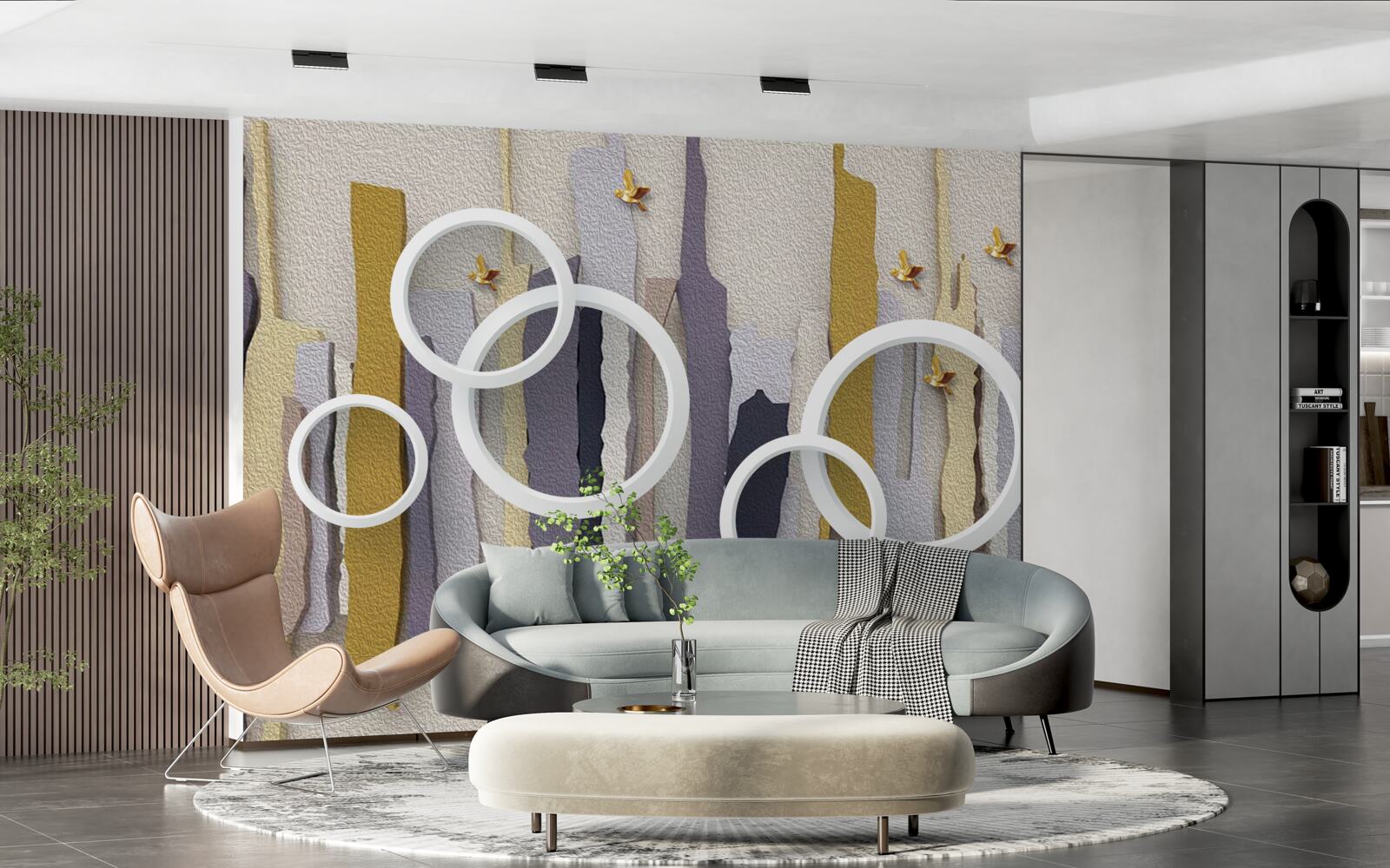 Fotobehang abstracte achtergrond met witte cirkels