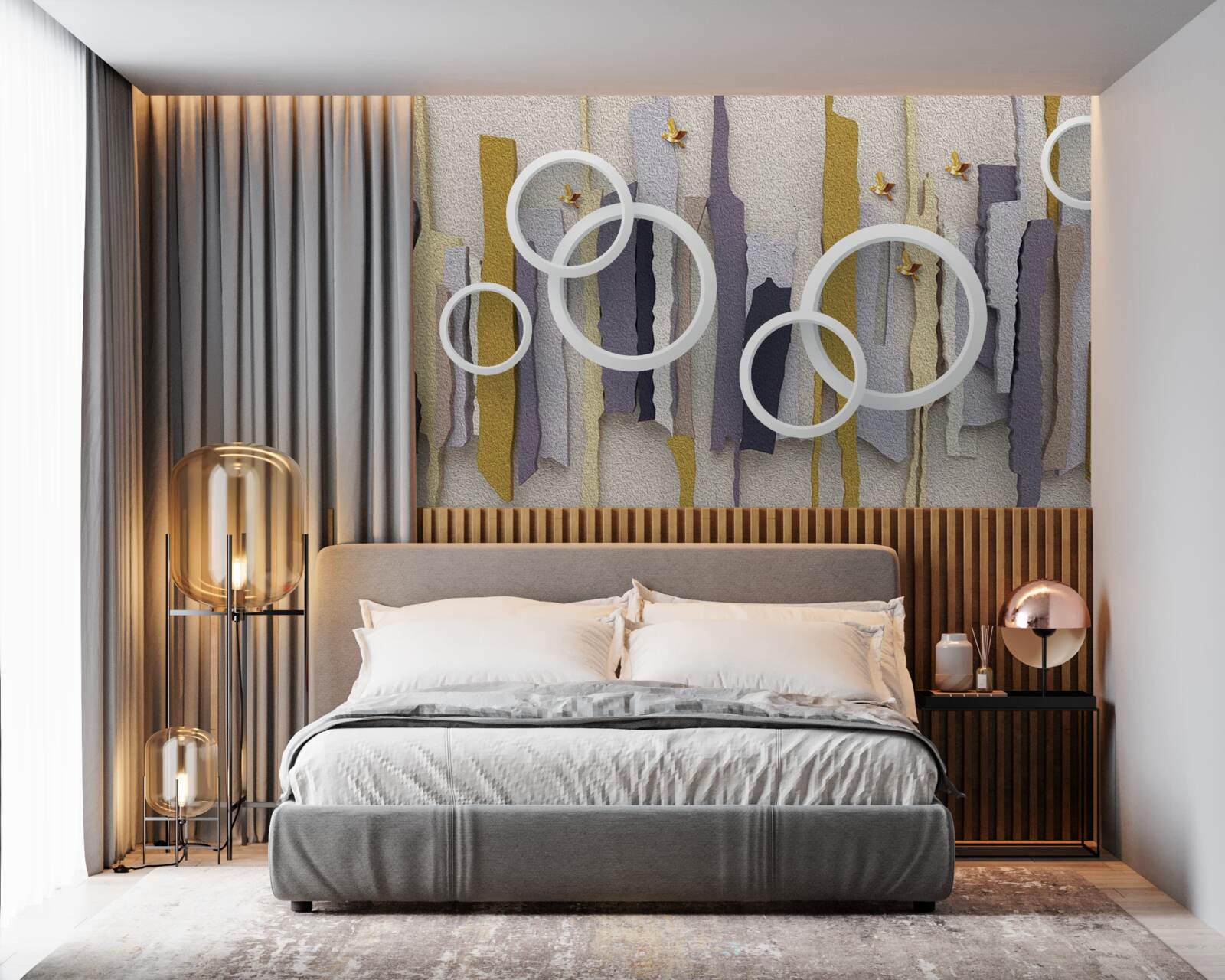 Fotobehang abstracte achtergrond met witte cirkels