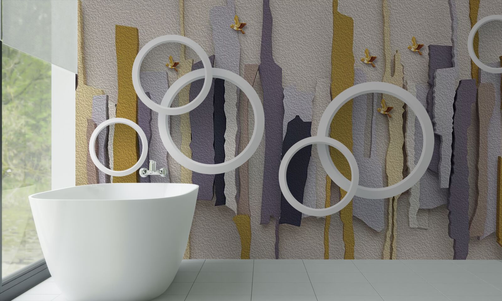 Fotobehang abstracte achtergrond met witte cirkels