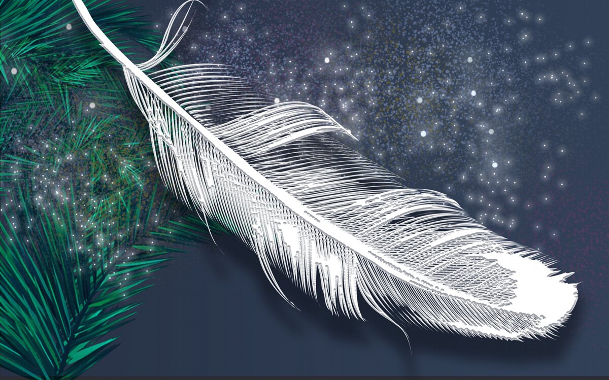 Fotobehang volumetrisch sneeuwwit verenkleed