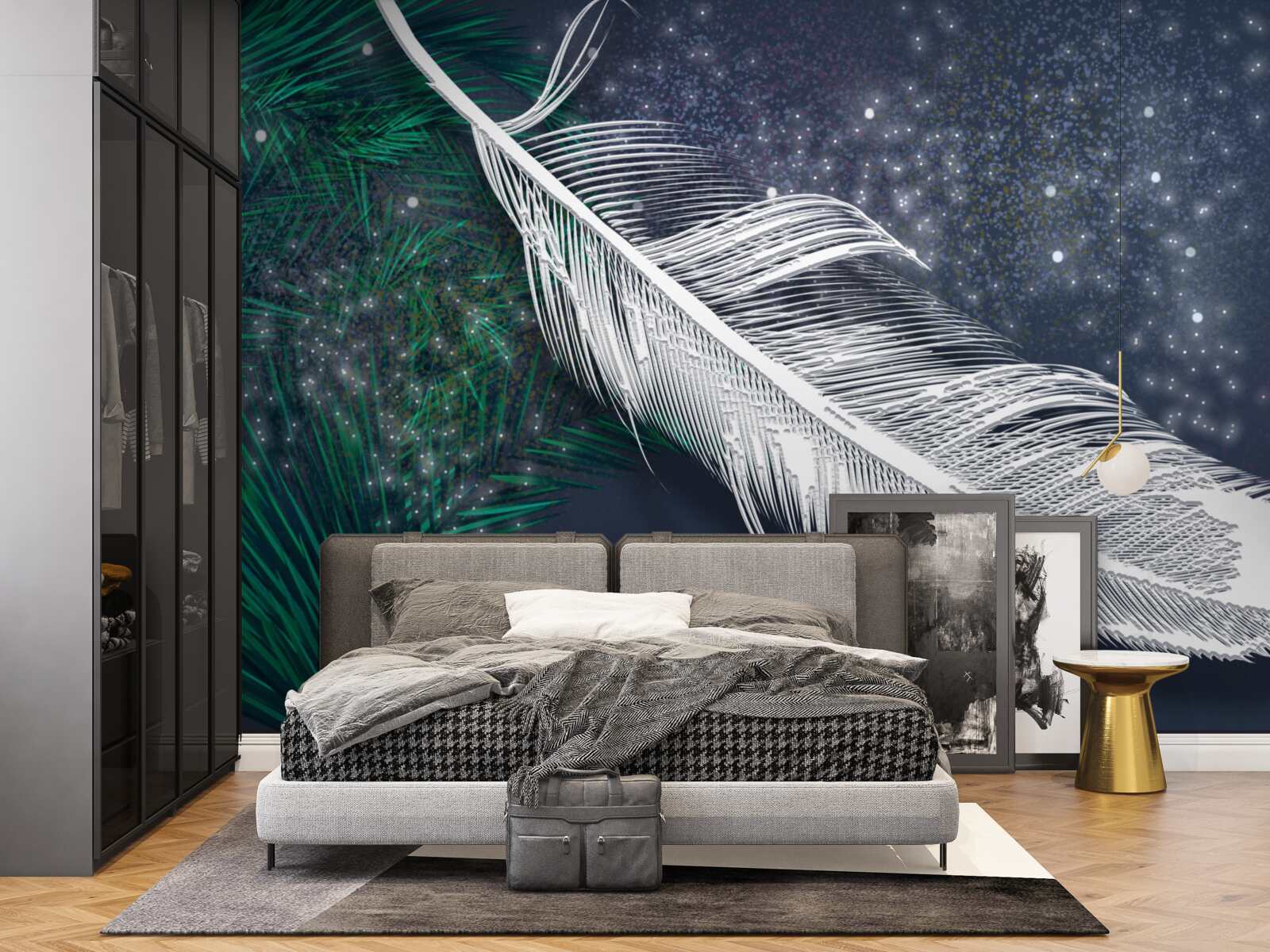 Fotobehang volumetrisch sneeuwwit verenkleed