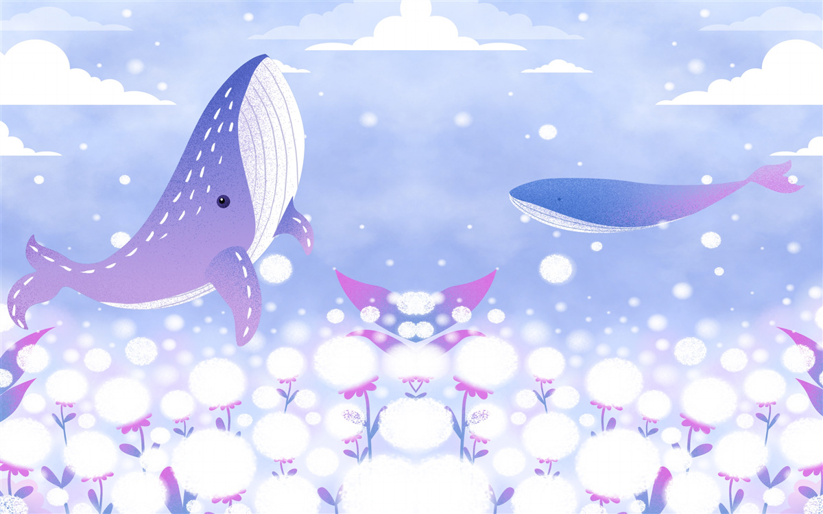 Fotobehang een verzameling walvissen op de oceaanbodem