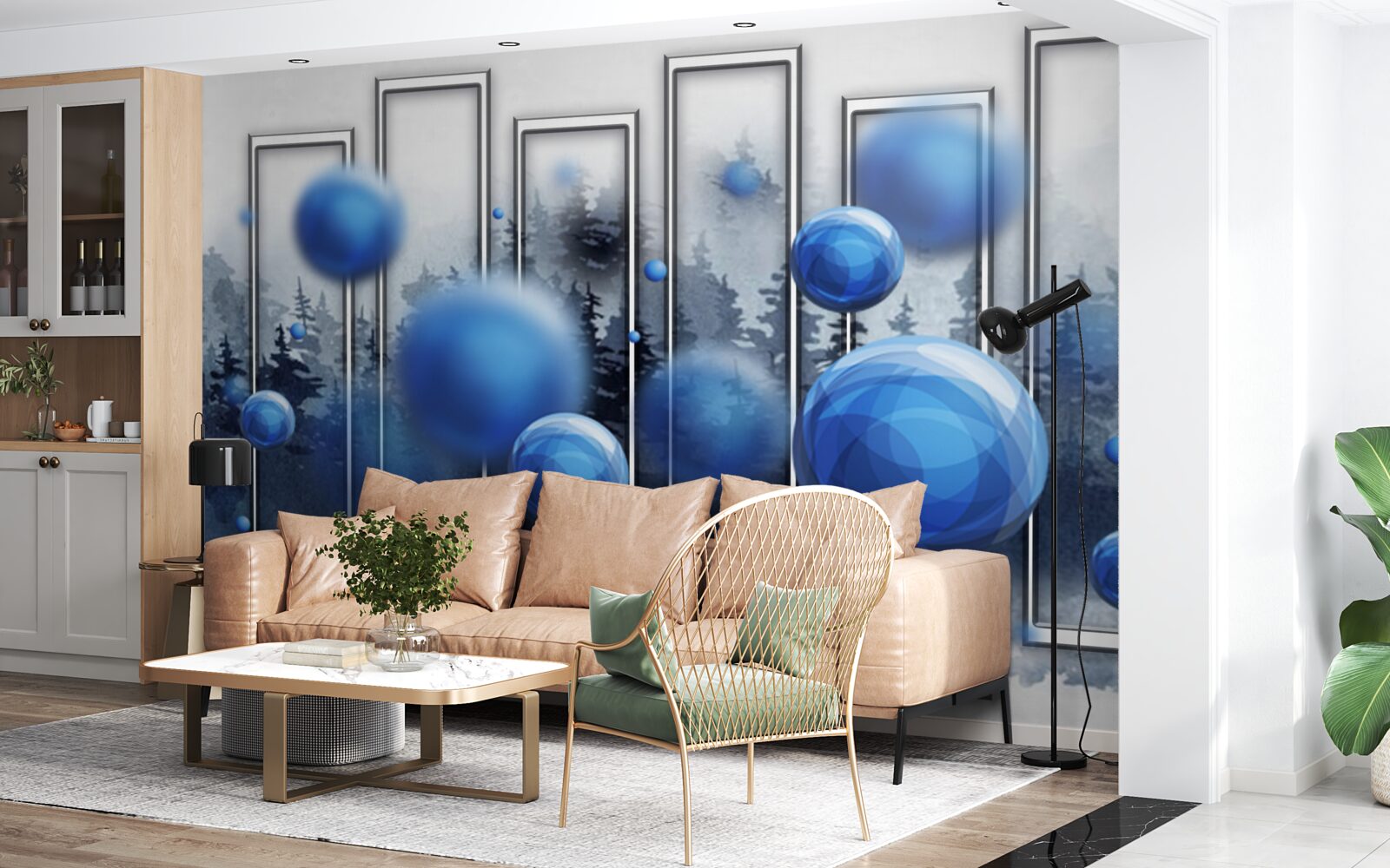 Fotobehang de metafoor van blauwe druppels regenvocht