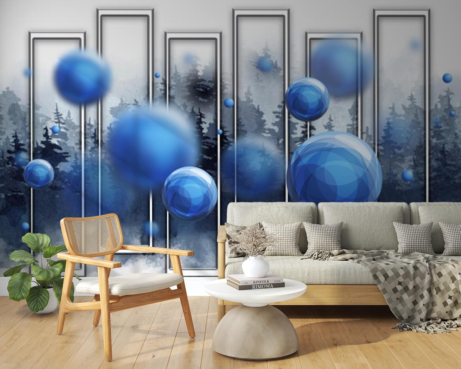 Fotobehang de metafoor van blauwe druppels regenvocht