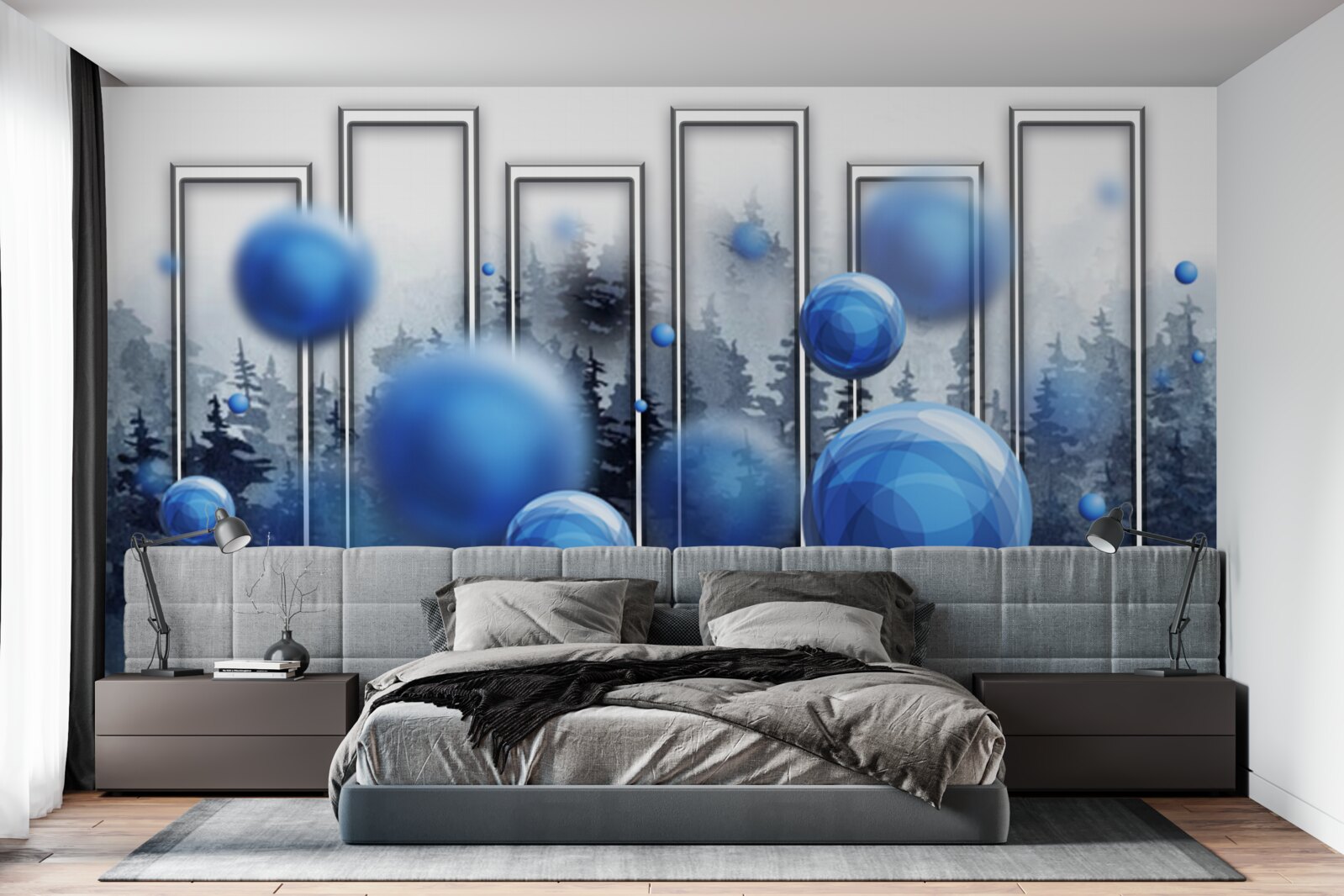 Fotobehang de metafoor van blauwe druppels regenvocht