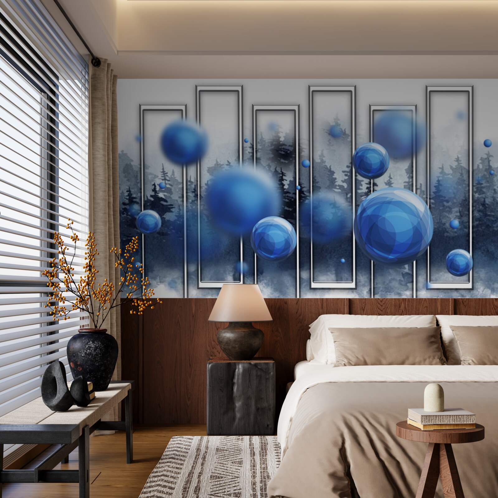 Fotobehang de metafoor van blauwe druppels regenvocht