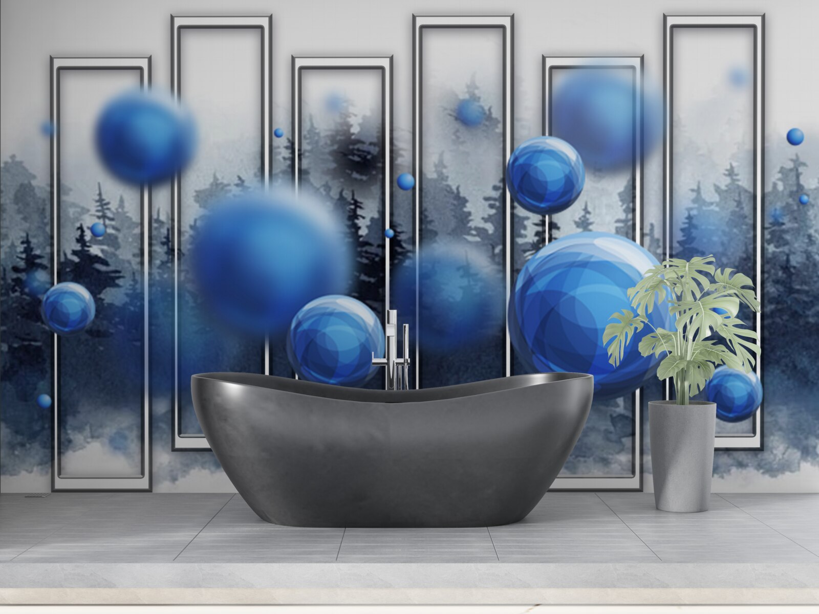 Fotobehang de metafoor van blauwe druppels regenvocht