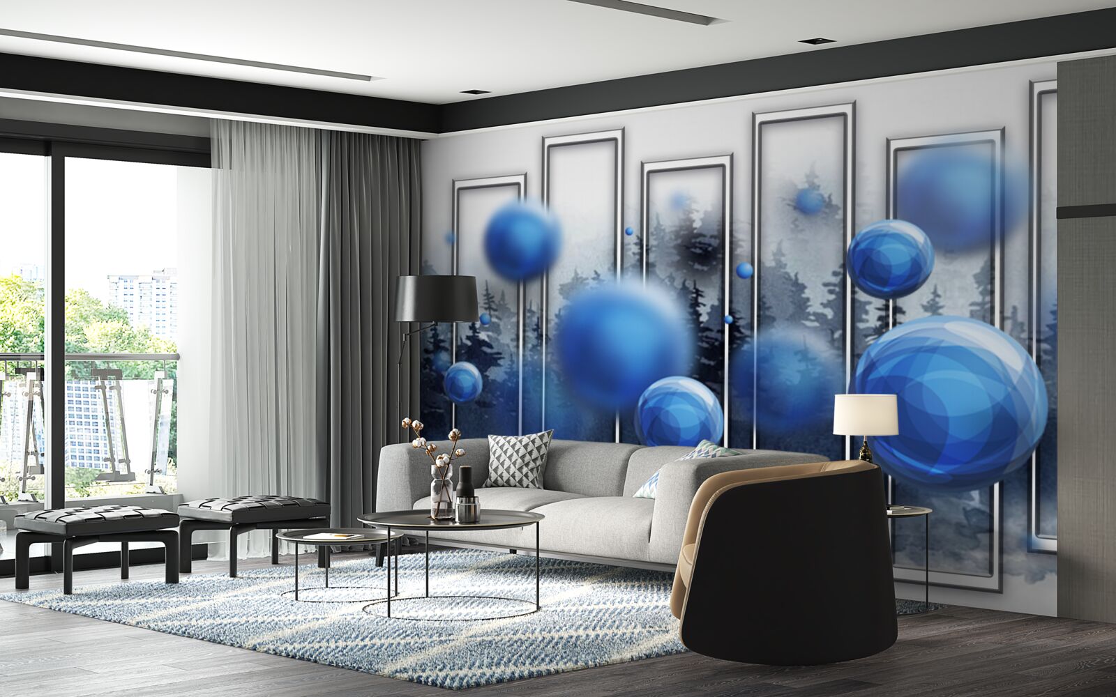 Fotobehang de metafoor van blauwe druppels regenvocht