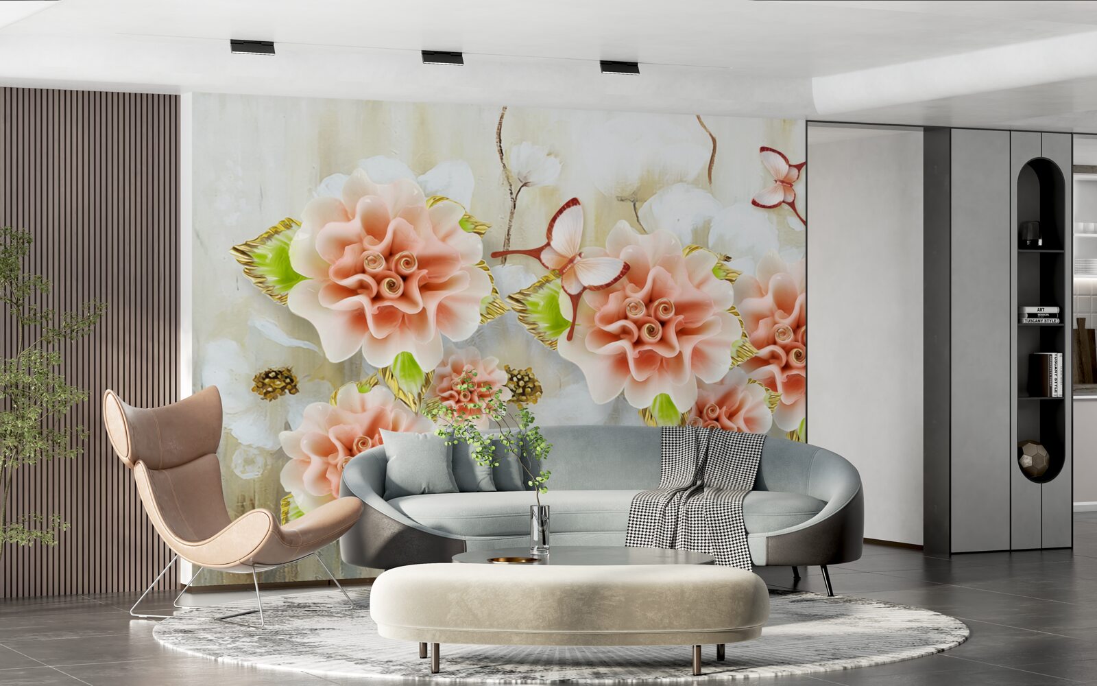 Fotobehang regentijd is versierd met delicate bloemen