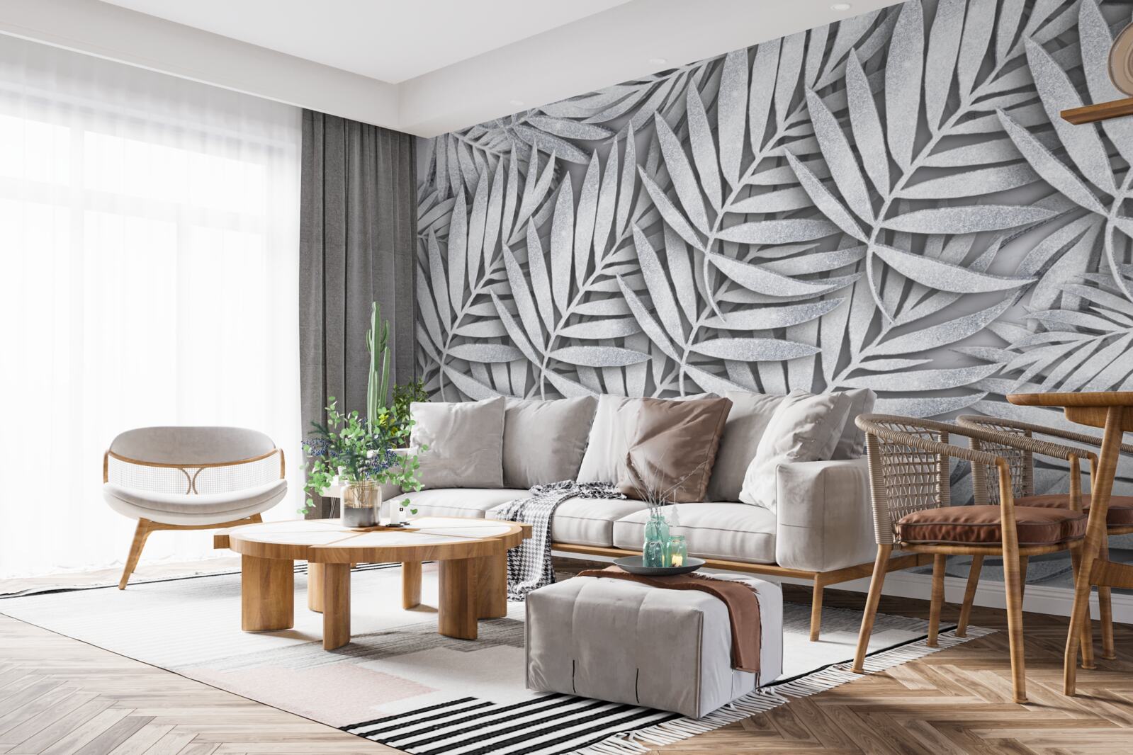 Fotobehang takken van witte varen