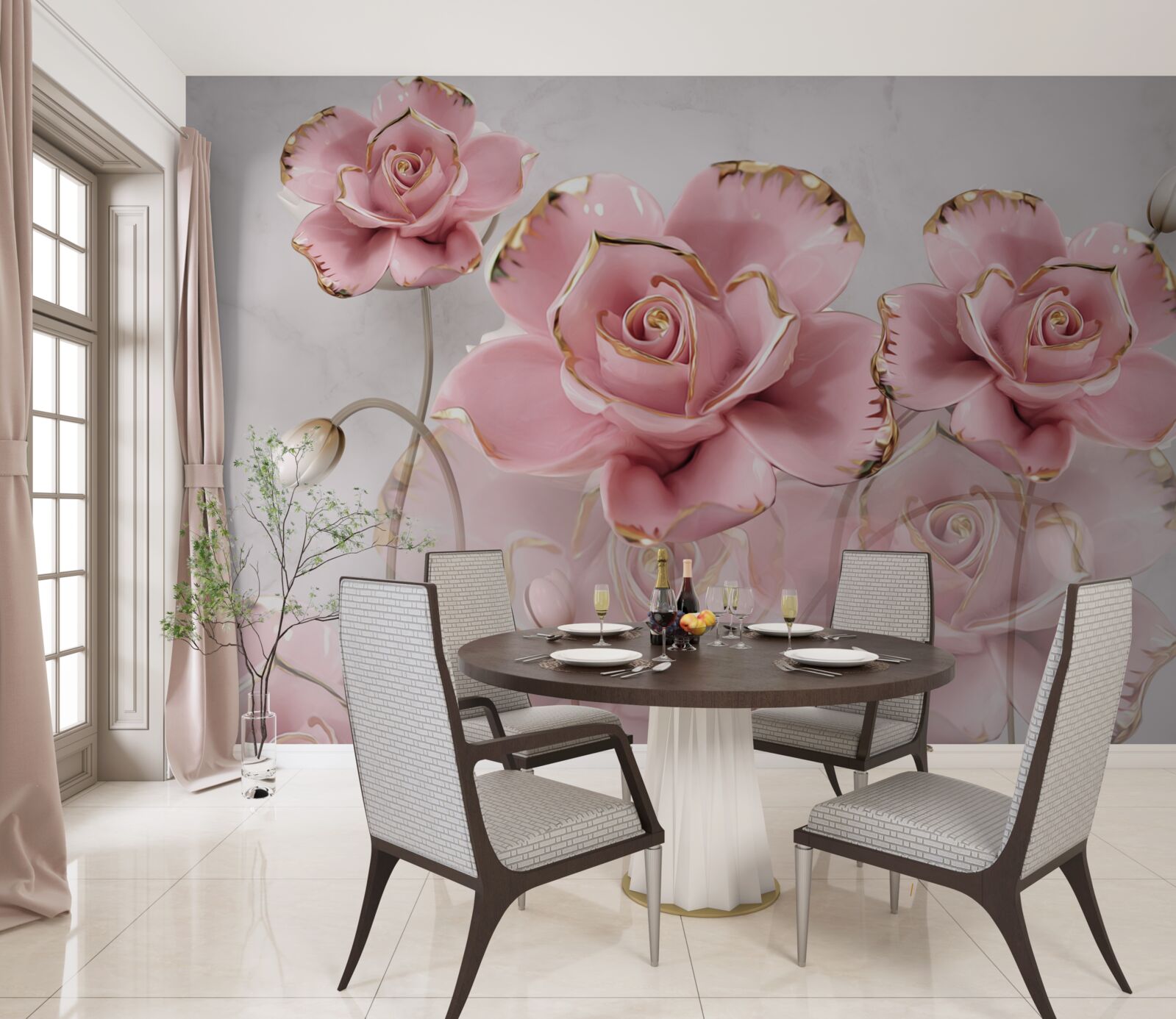 Fotobehang zachtjes opengaande knoppen