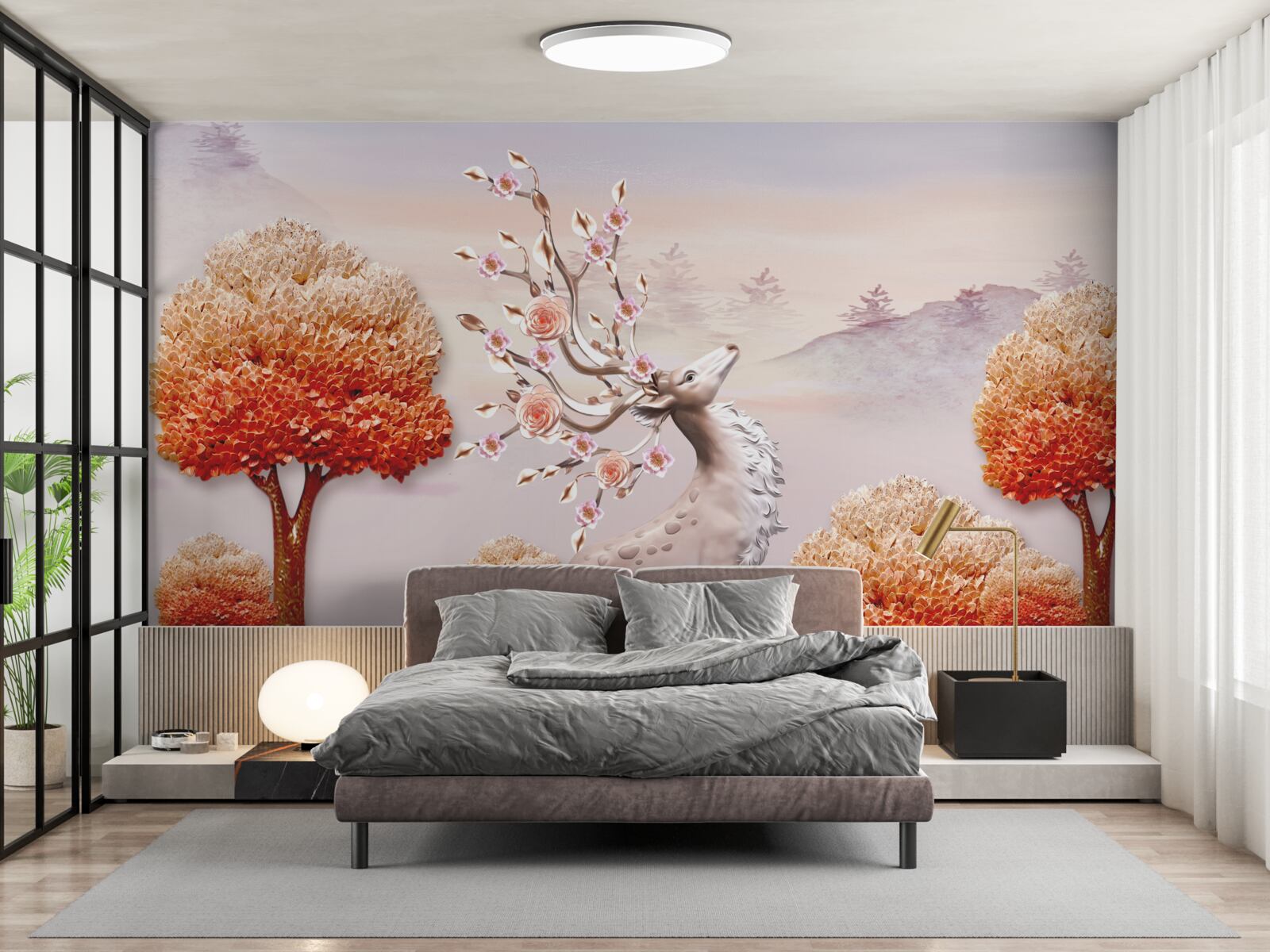 Fotobehang majestueuze herten tussen herfstbossen