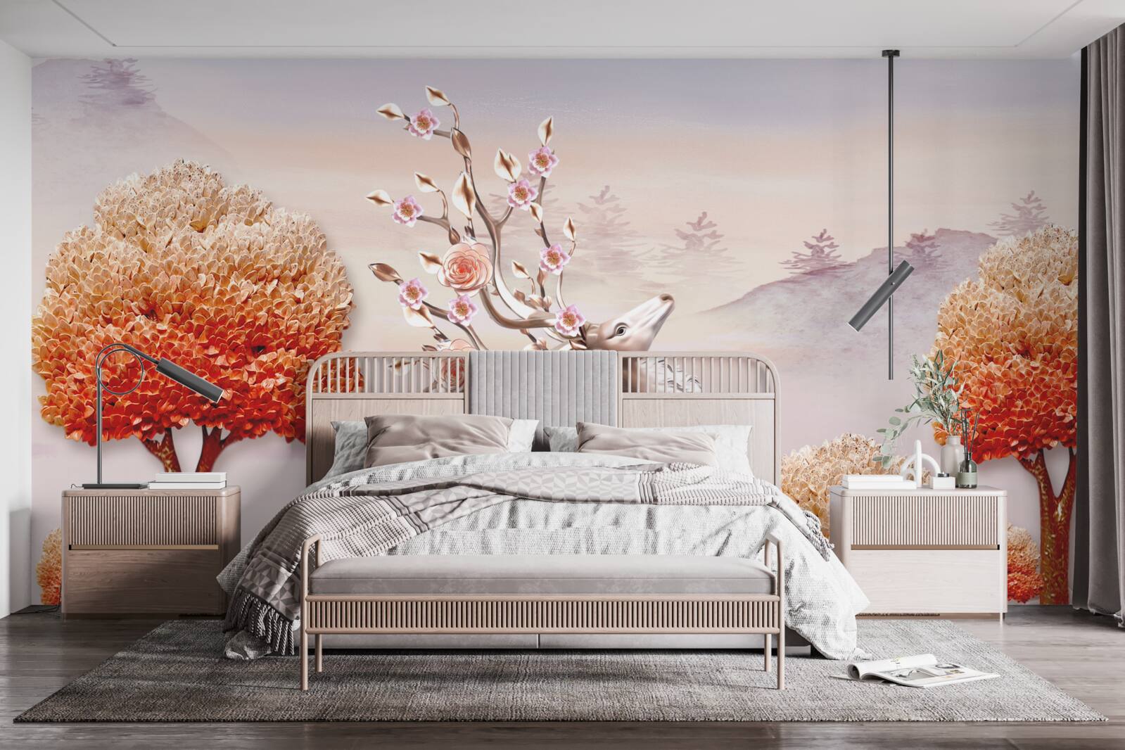 Fotobehang majestueuze herten tussen herfstbossen