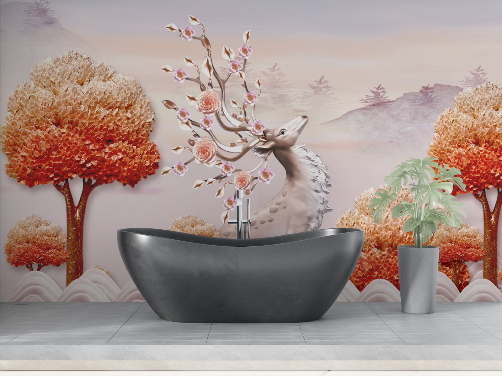 Fotobehang majestueuze herten tussen herfstbossen