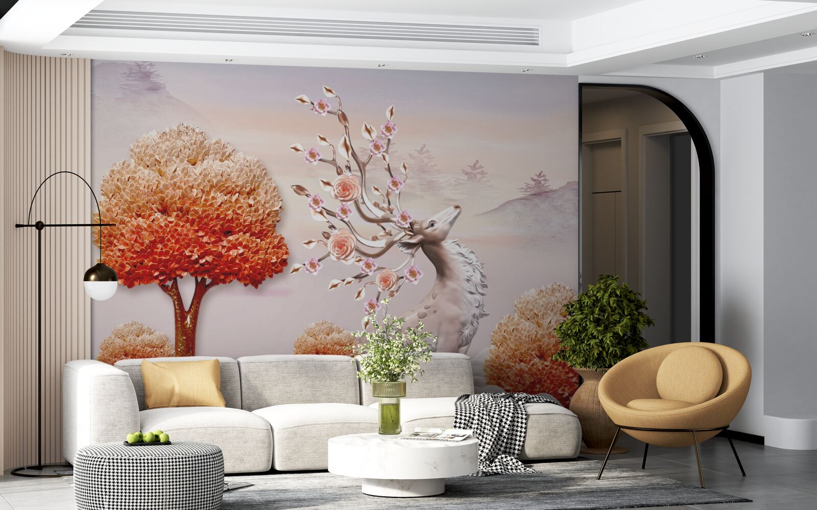 Fotobehang majestueuze herten tussen herfstbossen