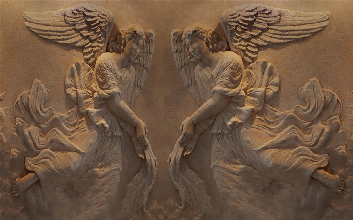 Fotobehang meisje en jongen met vleugels