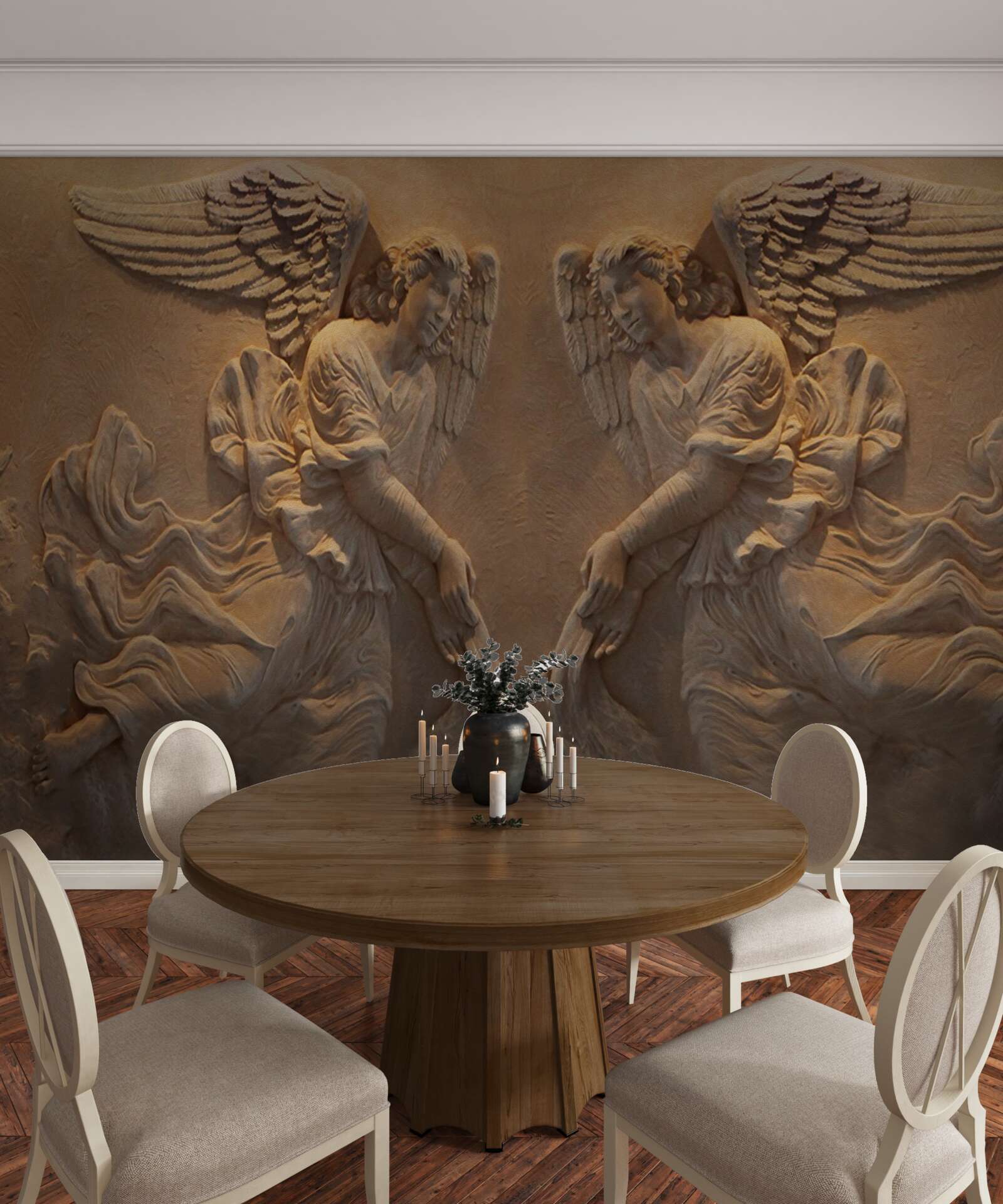 Fotobehang meisje en jongen met vleugels