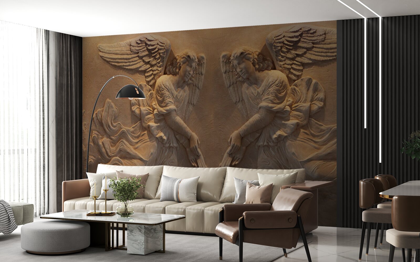 Fotobehang meisje en jongen met vleugels