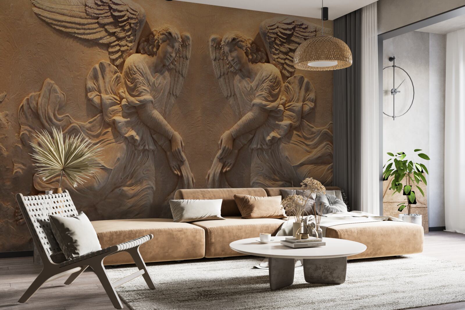 Fotobehang meisje en jongen met vleugels