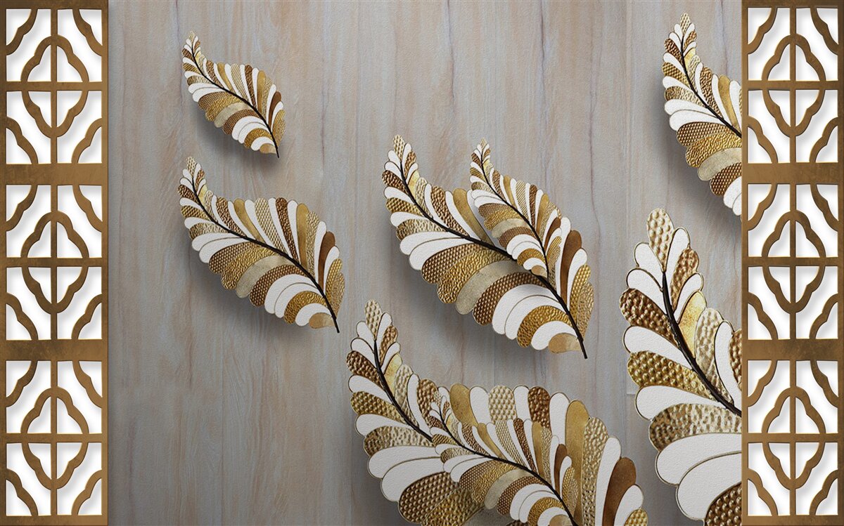 Fotobehang Bladeren versierd met een luipaardmotief trekken aan met hun schoonheid