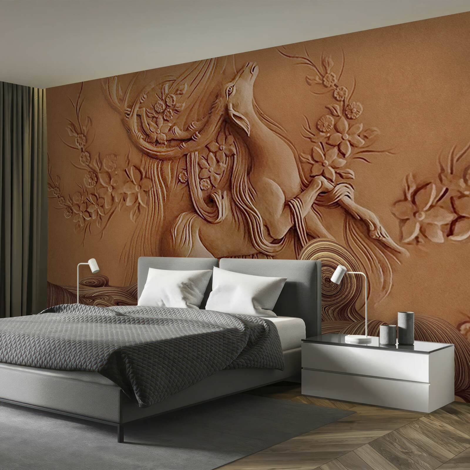 Fotobehang prachtig bas-reliëf van een geit in de bergen