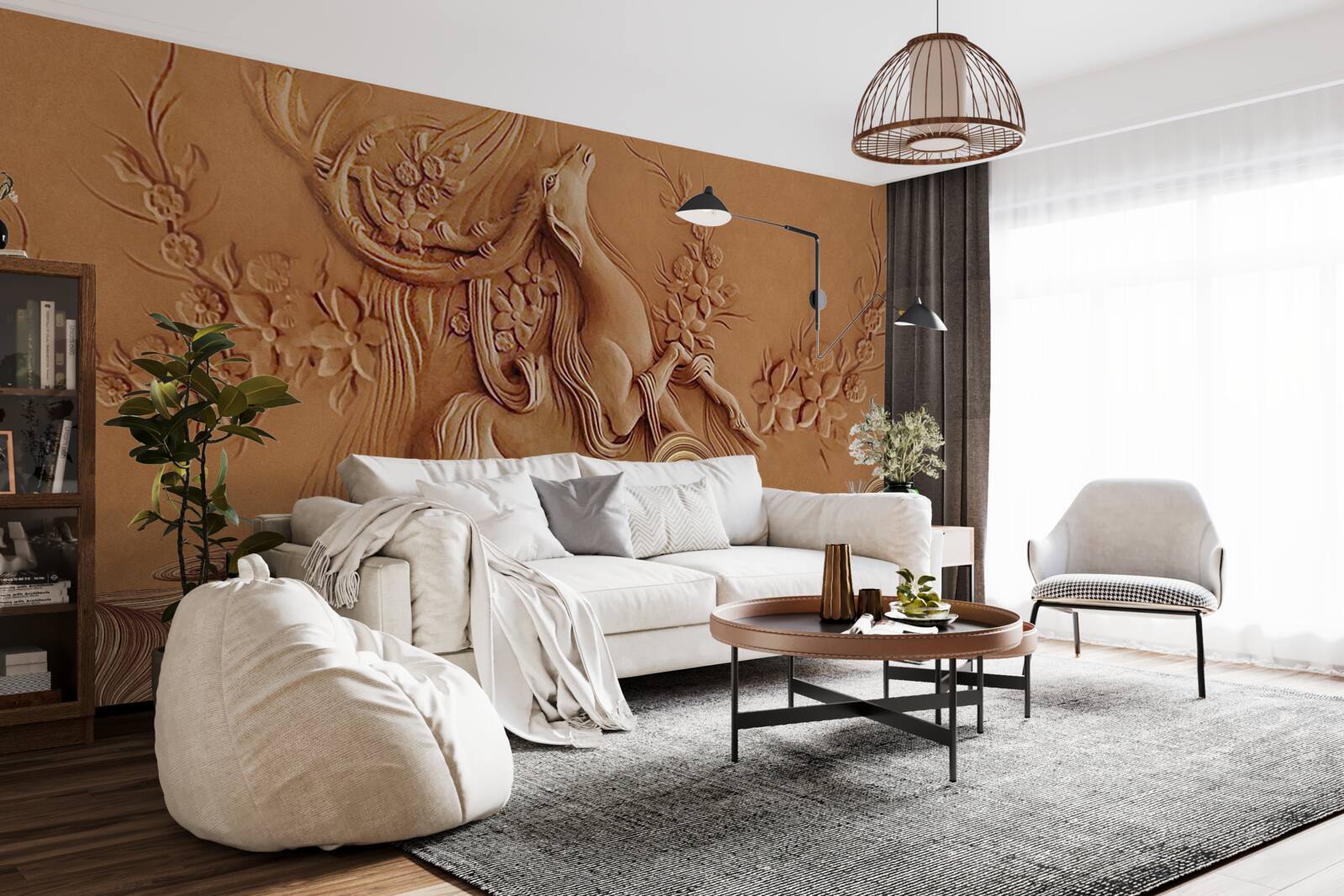 Fotobehang prachtig bas-reliëf van een geit in de bergen